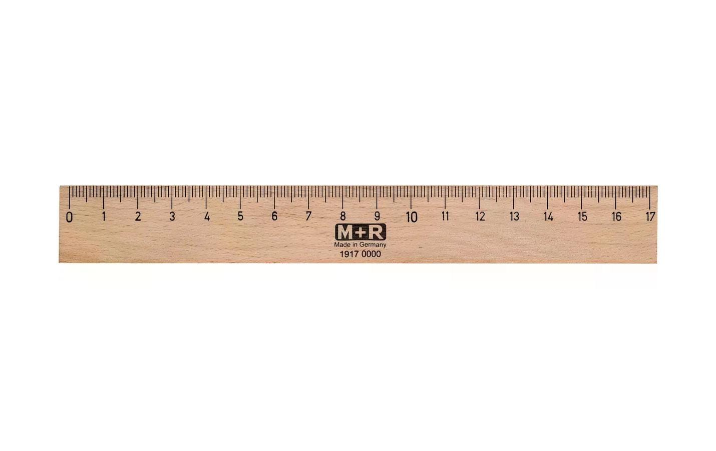 M+R Flachlineal Buche mit Metalleinlage 17 cm
