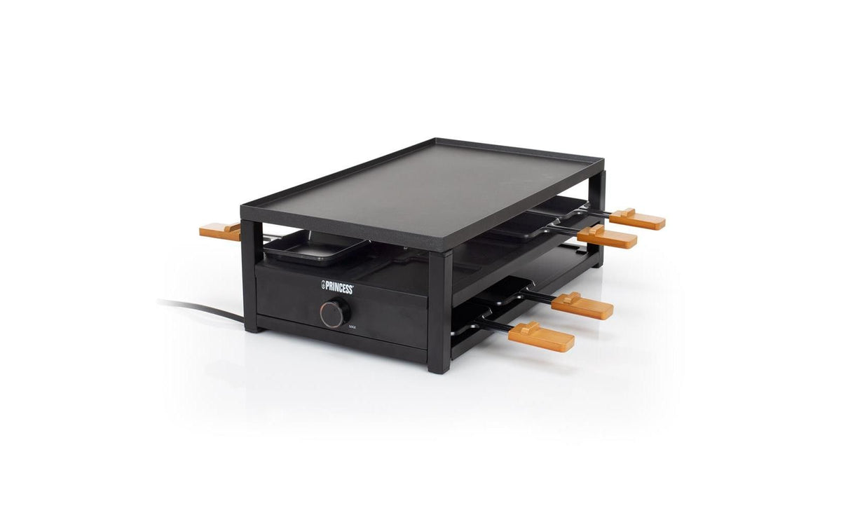 Princess Raclette-Grill Black Steel 1300W, 8 Personen, 2m Kabel