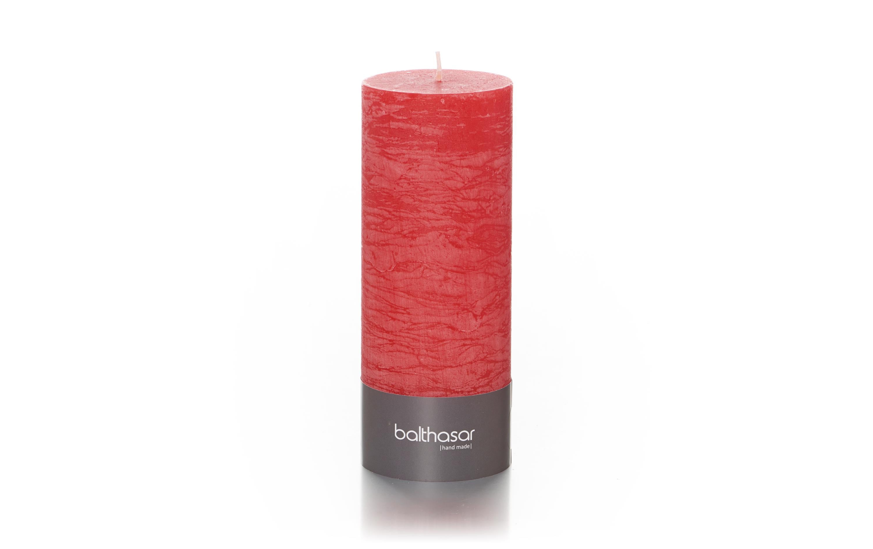 balthasar Zylinderkerze Rustico, Rot 7x18 cm (DxH), Brenndauer 85h