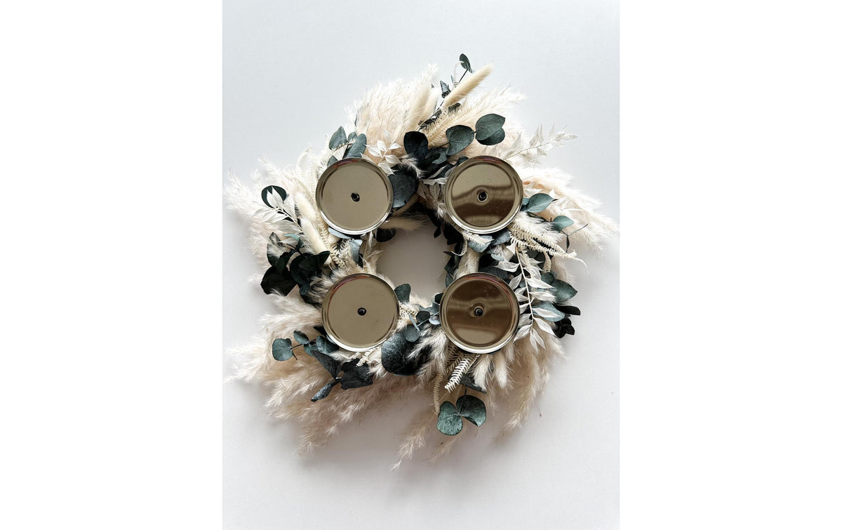 Soli Collection Adventskranz Eukalyptus Trockenblumen, D: 30-35 / 10 cm,KerzenD:7cm