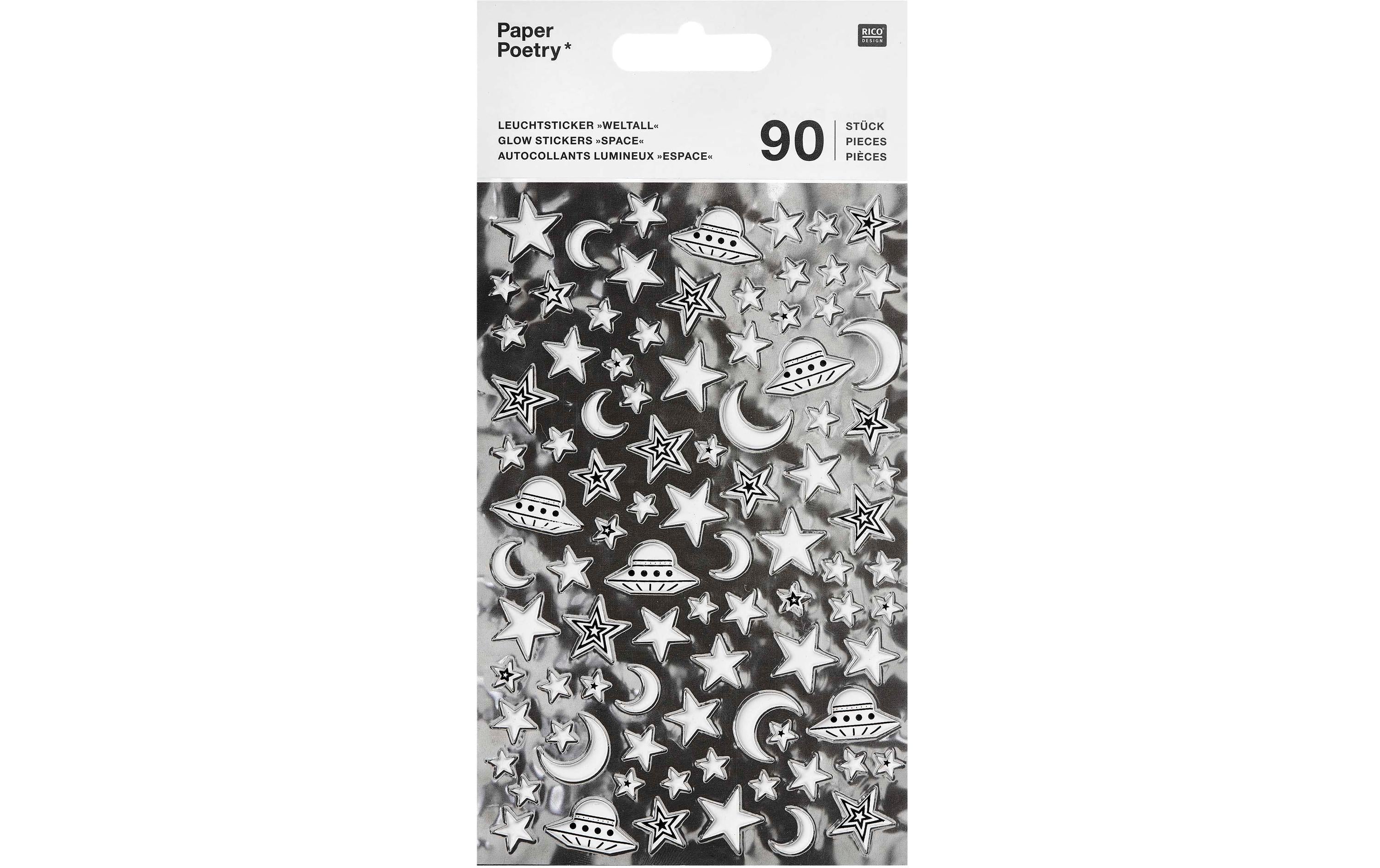 Rico Design Leuchtsticker Weltall 10x19cm, 1 Blatt