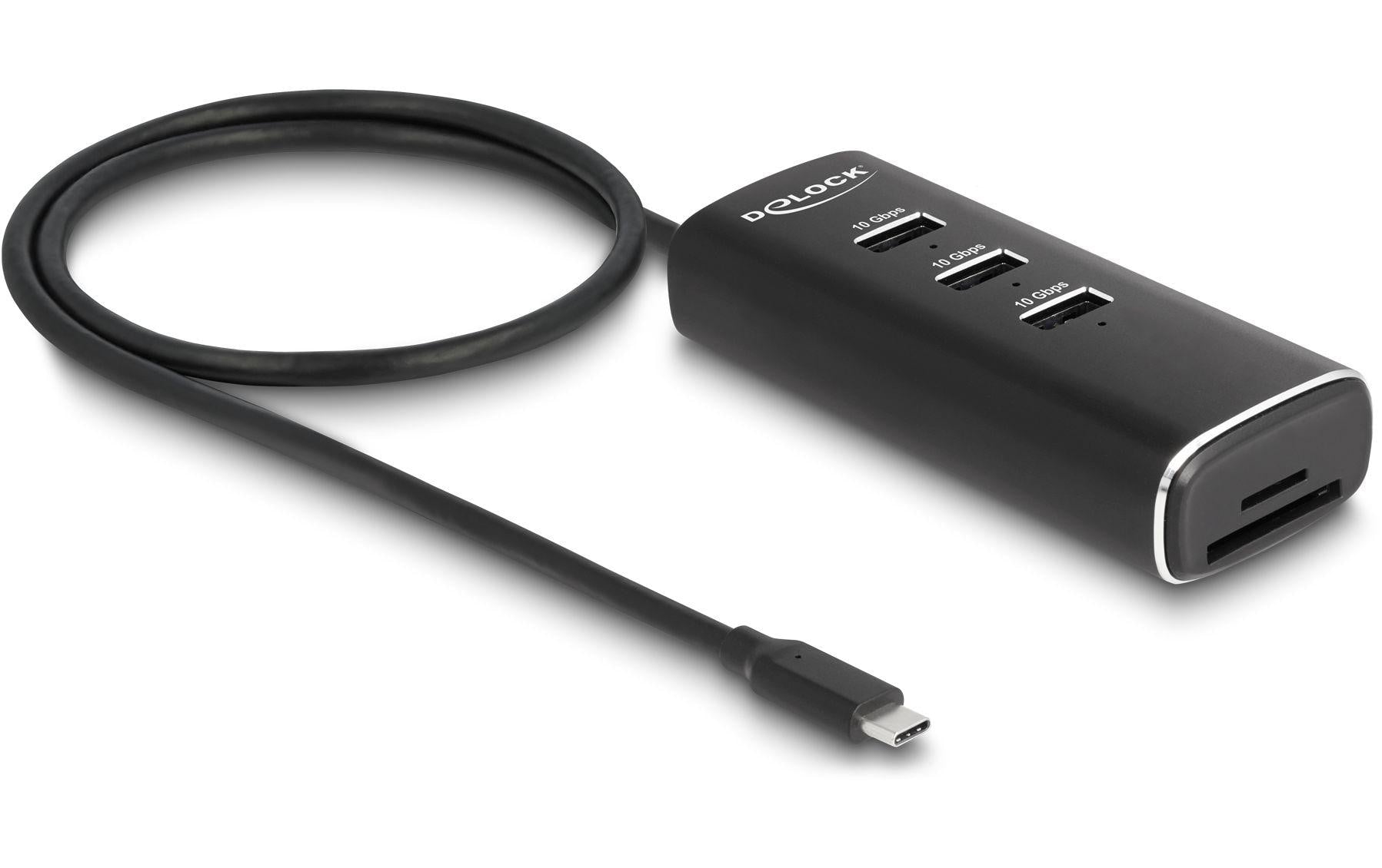 Delock 3 Port USB 10 Gbps Hub ink. SD Micro SD Card Reader mit USB Type-C