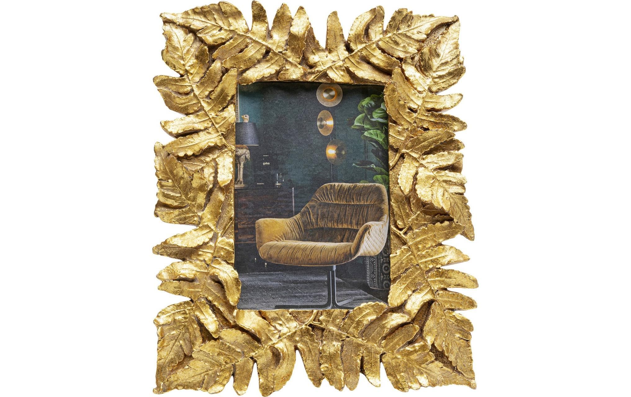Kare Bilderrahmen Leaves Gold Grösse: 23,5x19,5cm, Polyresin