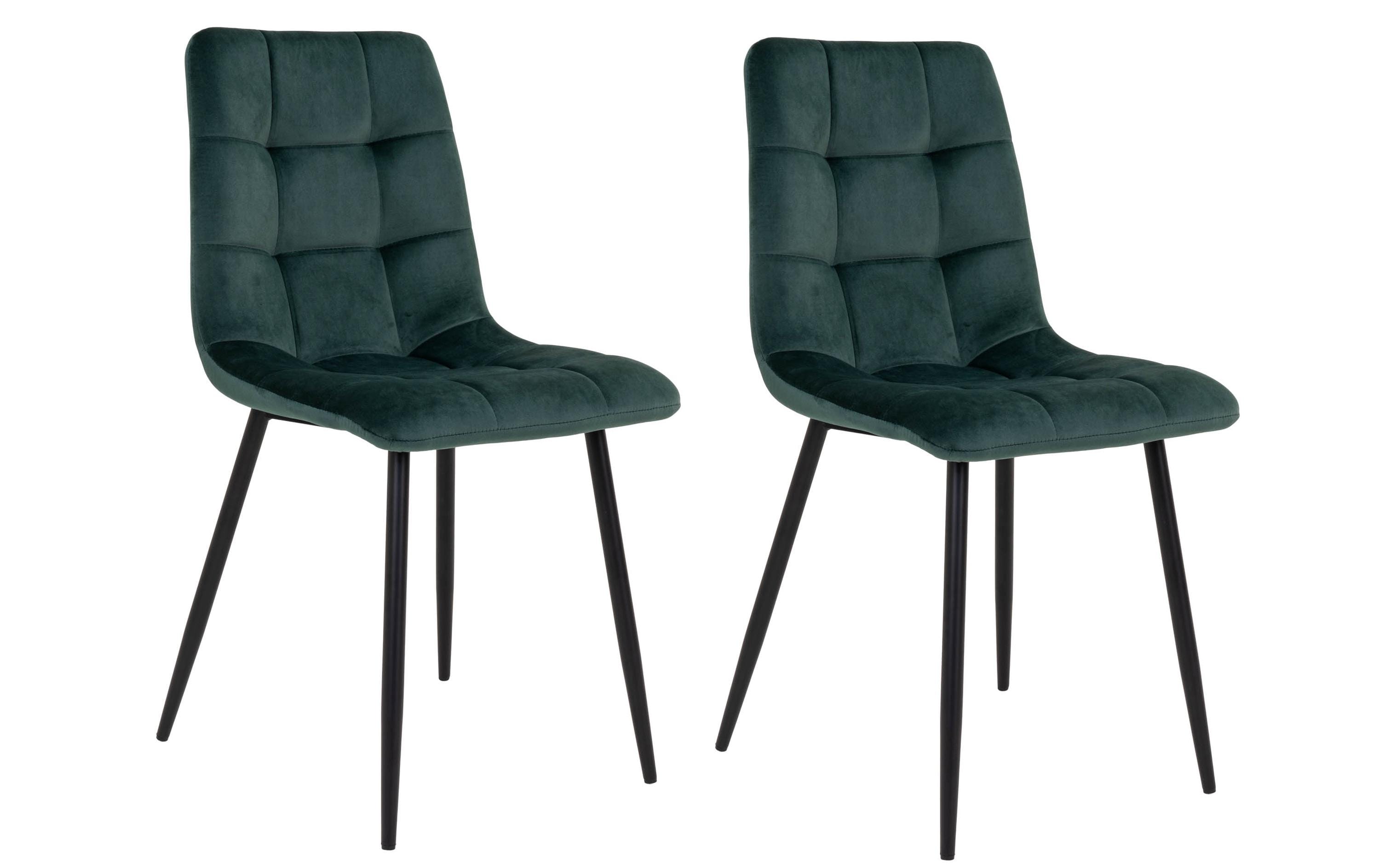 House Nordic Stuhl Middelfart grün 2er Set 2 Stk., Polyester, Samtoptik