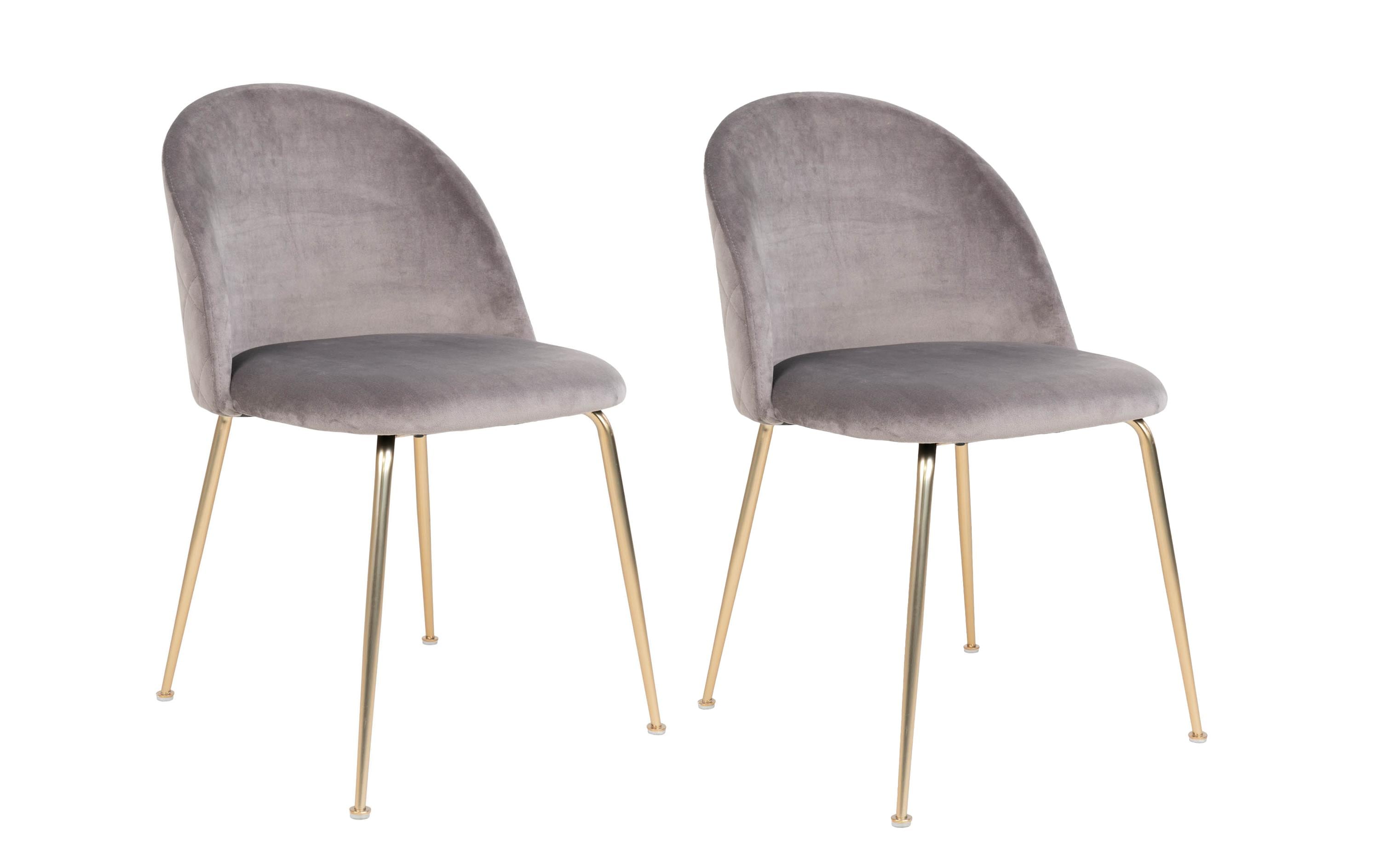 House Nordic Stuhl Geneve grau 2er Set 2 Stk., Samtoptik
