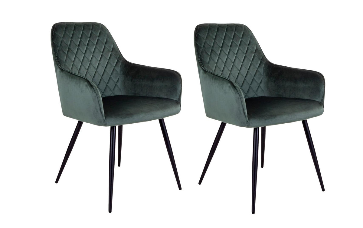 House Nordic Stuhl m.Armlehne Stockholm 2er-Set,PU-Leder,Velvet, Green