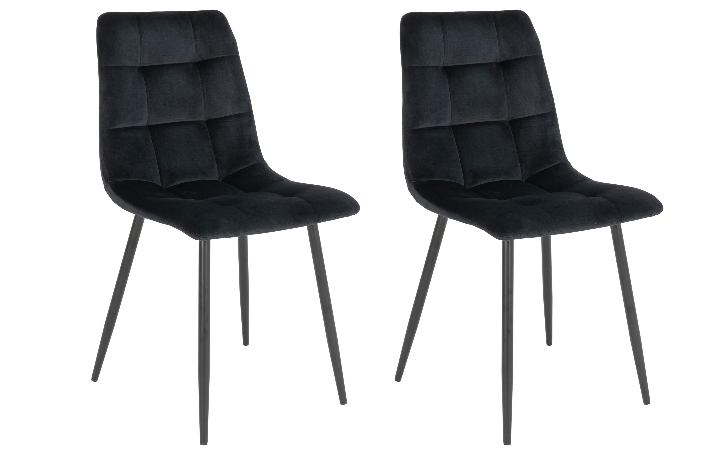 House Nordic Stuhl Middelfart black 2er Set 2 Stk., Polyester, Samtoptik