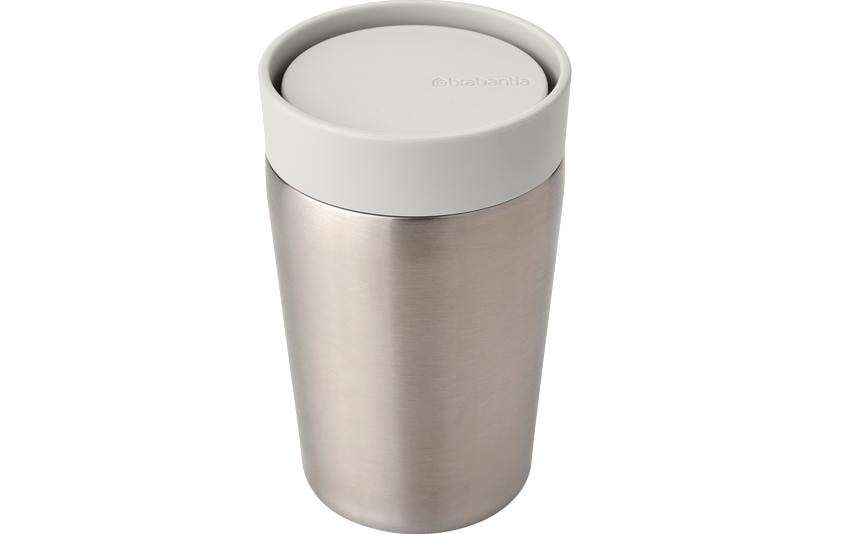 Brabantia Thermobecher Make & Take 02L Edelstahl, Light Grey, 6-8 Stunden heiss