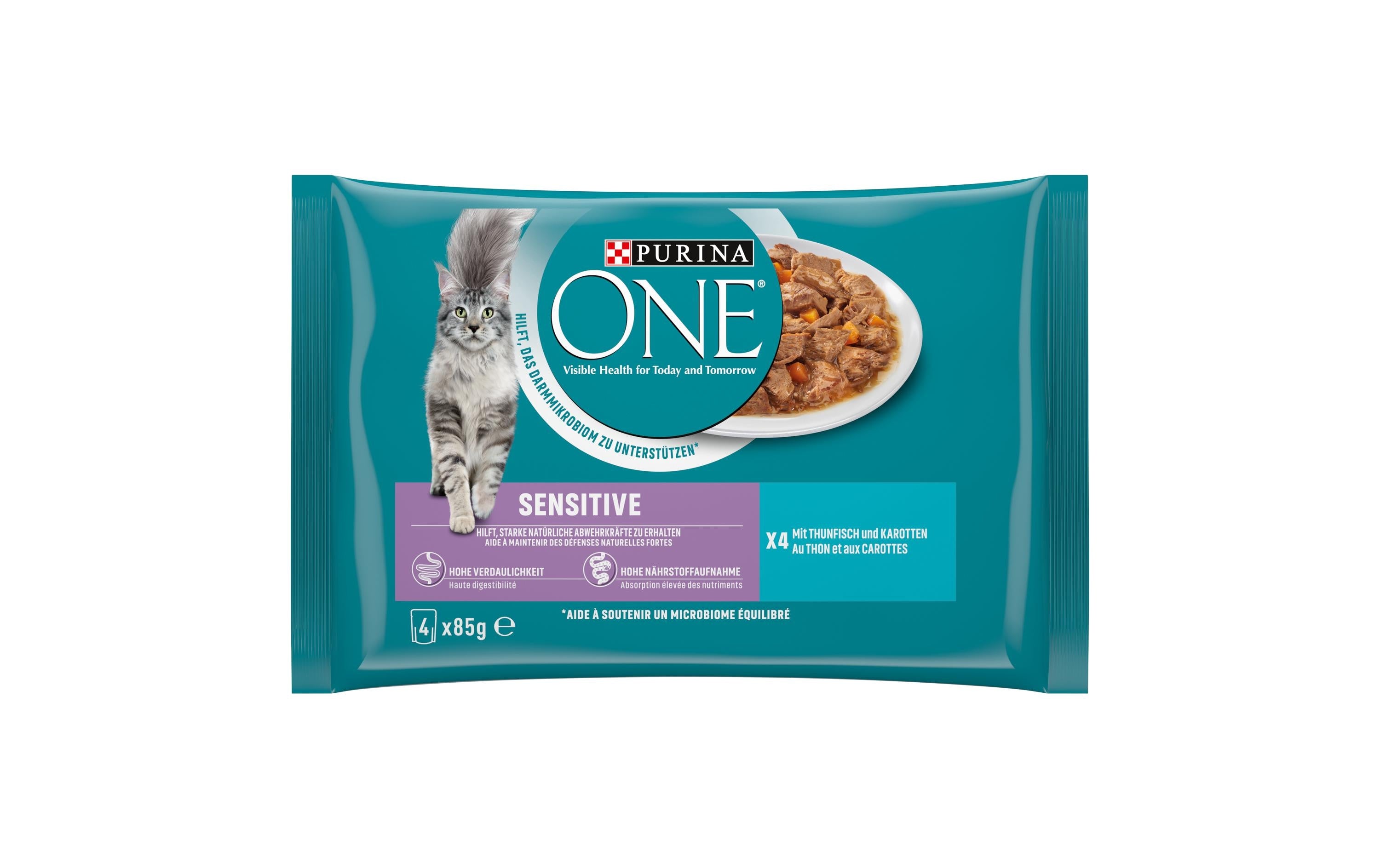 Purina One Nassfutter Sensitive Thunfisch 4x85 g