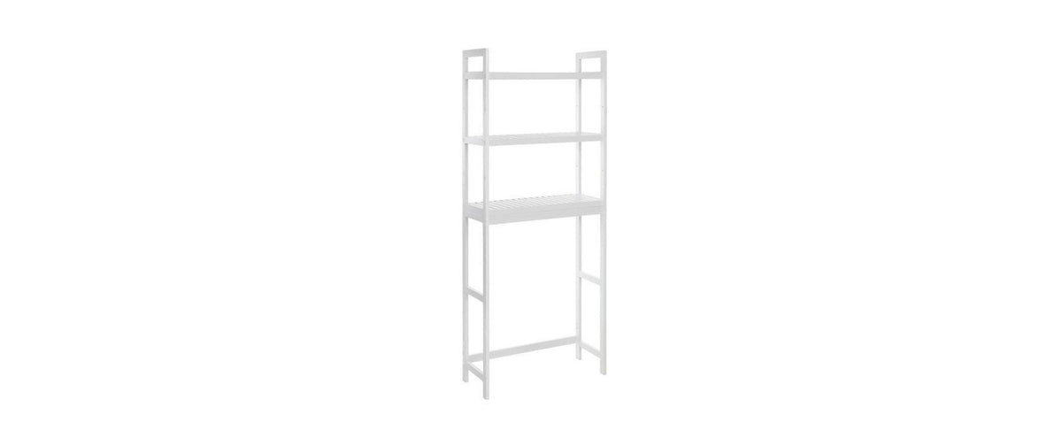 Songmics Badezimmerregal Weiss, 3 Ablagen Bambus, 63x26x163 cm (LxBxH)