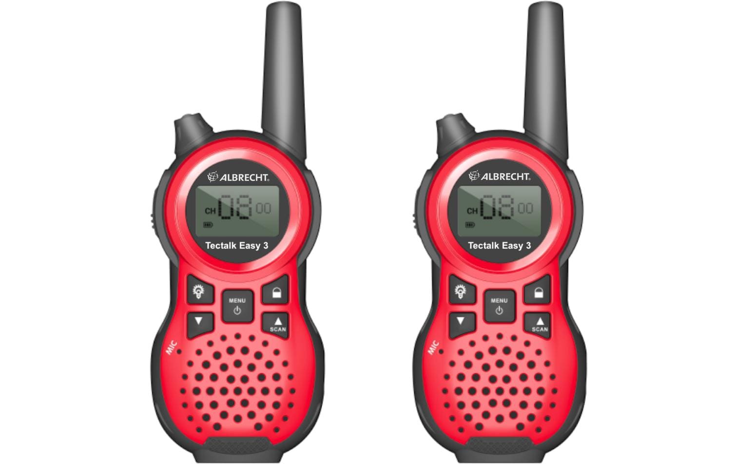 Albrecht Funkgerät Tectalk Easy 3, Paar Rot, mit Micro-USB, Gürtelclip
