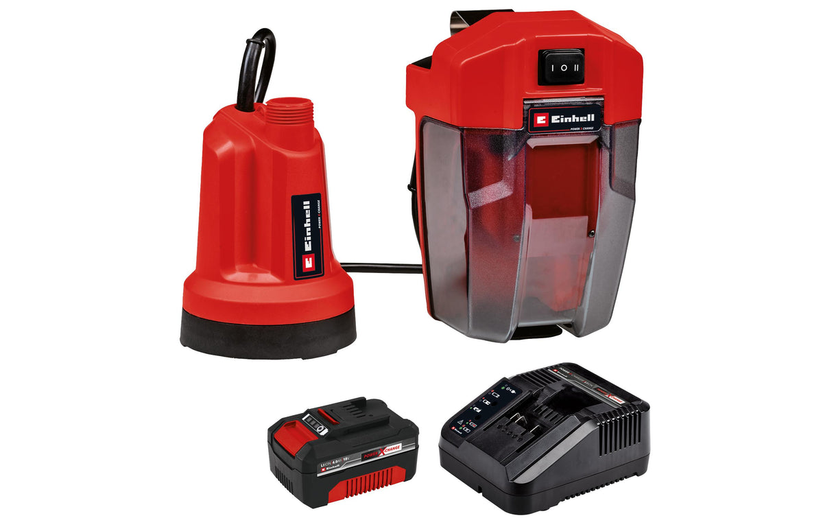 Einhell Klarwasserpumpe GE-SP 18 LL Li Kit mit Akku und Ladegerät 1x 4.0Ah