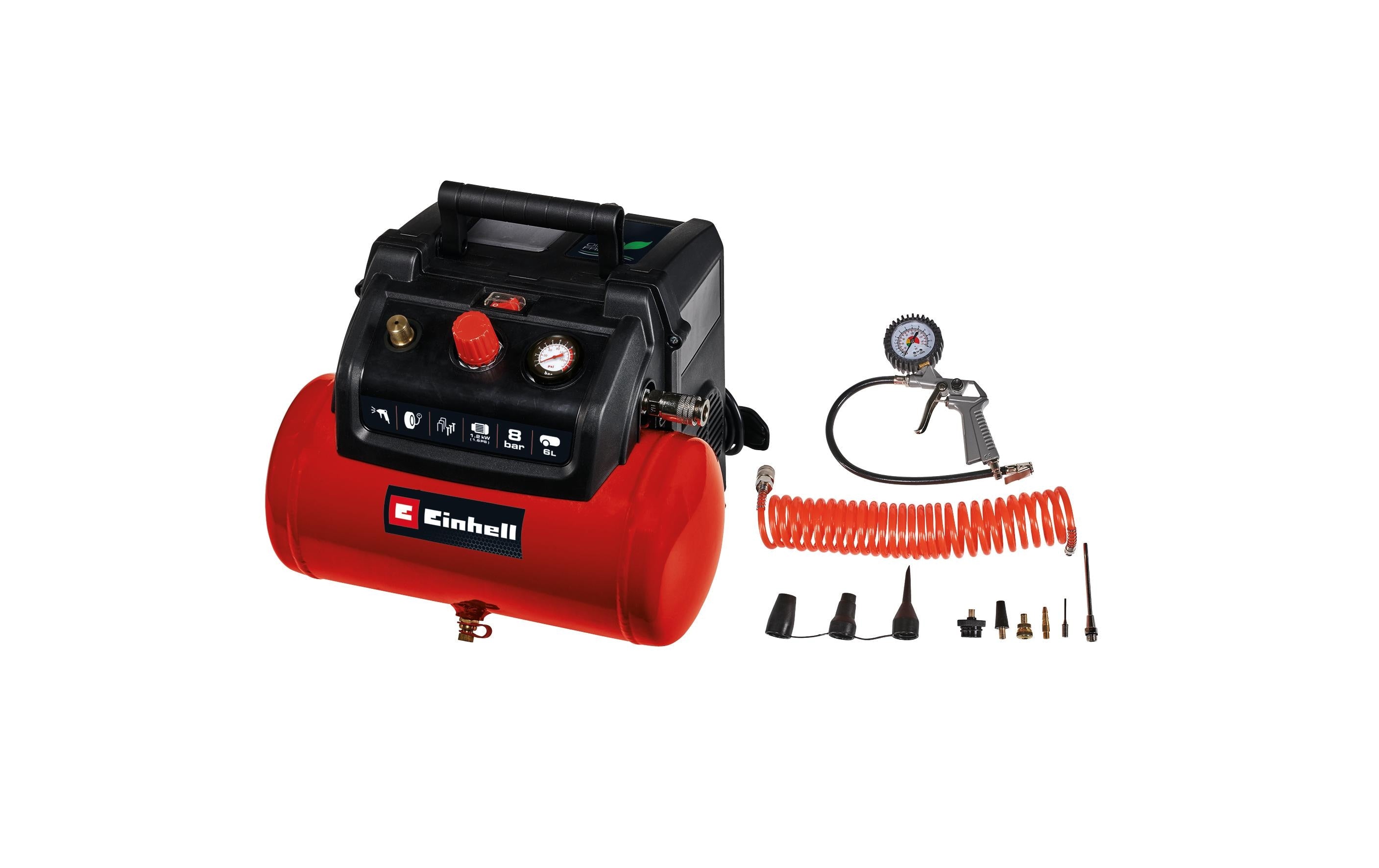 Einhell Kompressor TC-AC 190/6/8 OF Set kleiner, tragbarer Kompressor, ölfrei