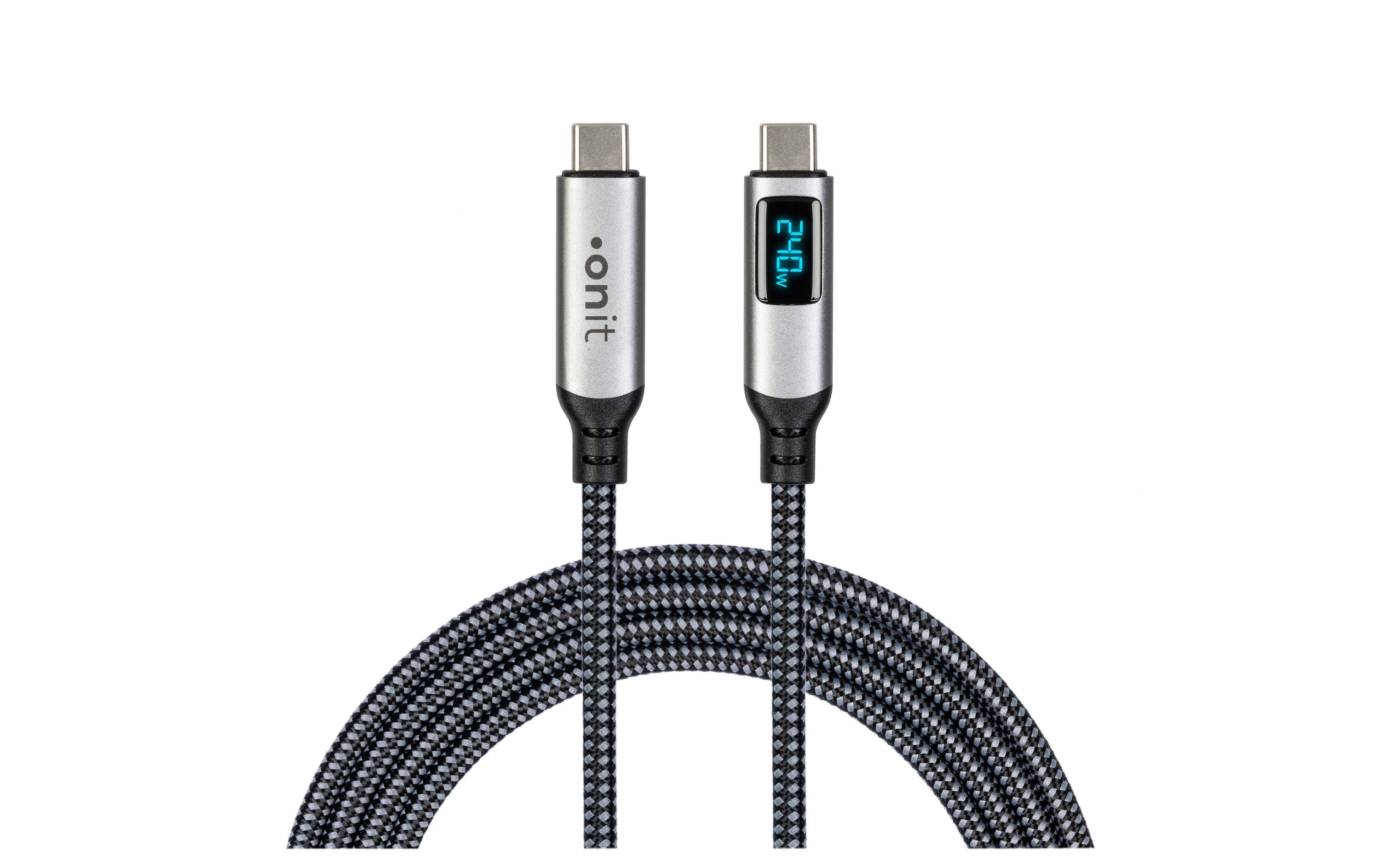 onit Premium LED USB4-Kabel C-C schw/gr 1m USB 4.0 / 240W / 40Gbps / 8K@60Hz