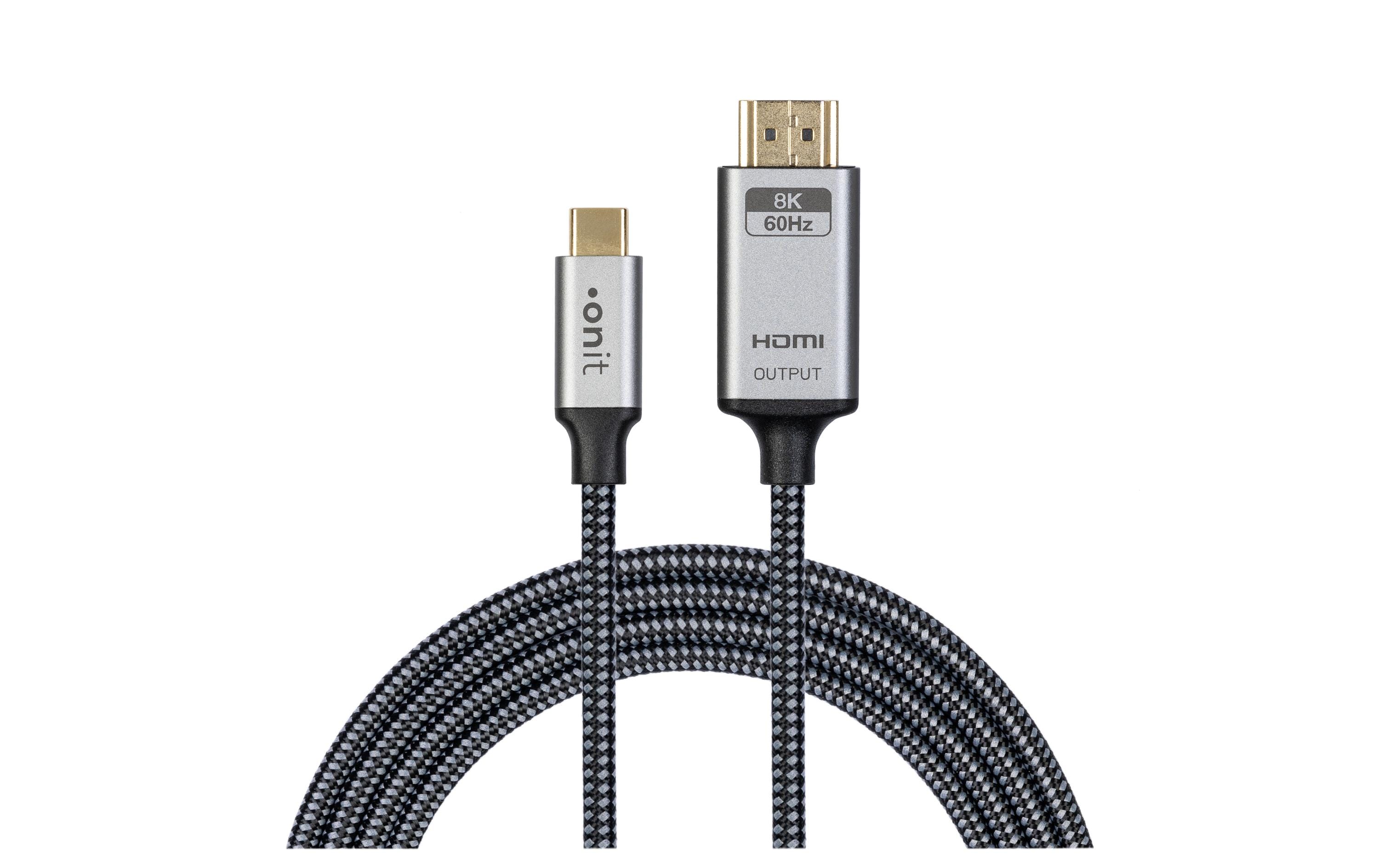 onit 8K-Videokabel C-HDMI schwarz/grau 3m 8K@60Hz / 48Gbps / HDMI 2.1