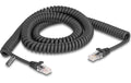 Delock RJ45 Spiralkabel Cat.5e Stecker zu Stecker, 3m, schwarz