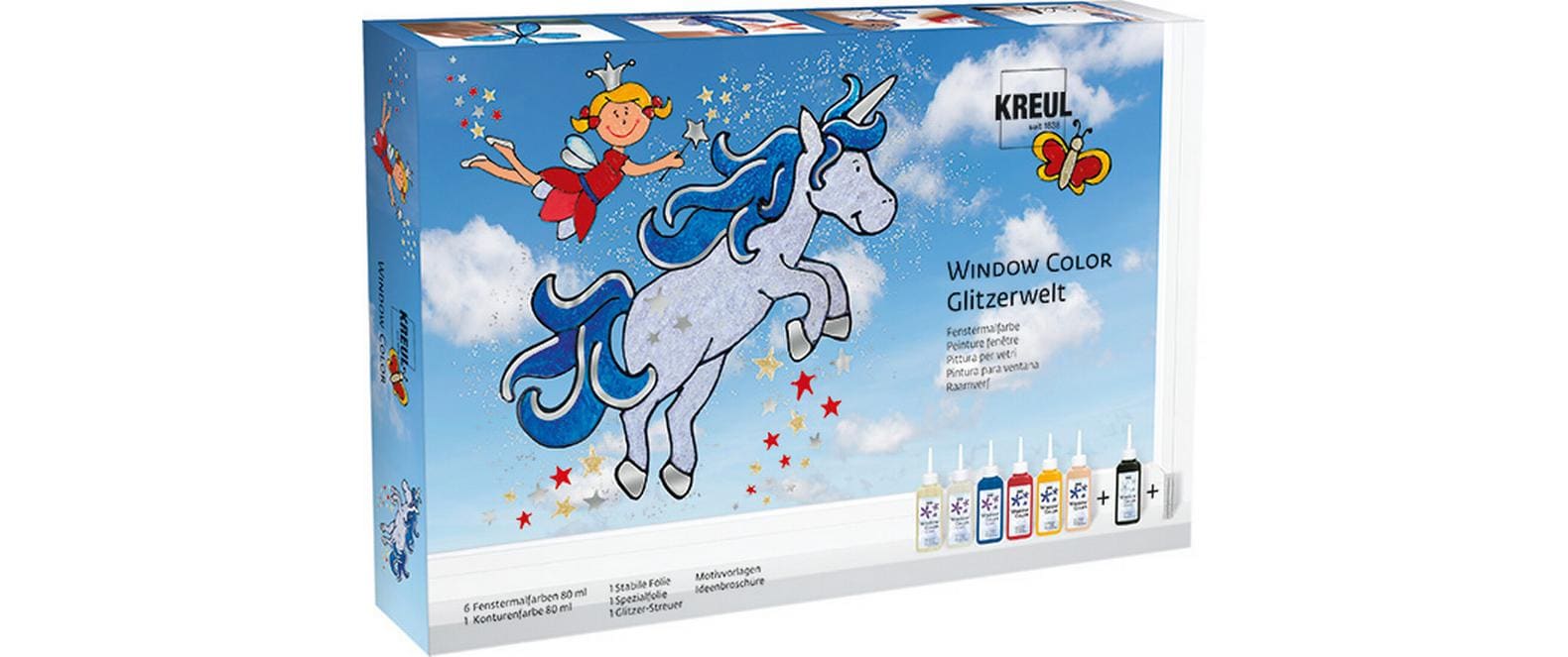 Kreul Fensterfarbe Set Glitzer 80 ml, 6 Stück