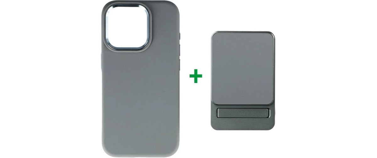 4smarts Powerbank + Cover Grau iPhone 15 Plus, Magsafe, 5000mAh