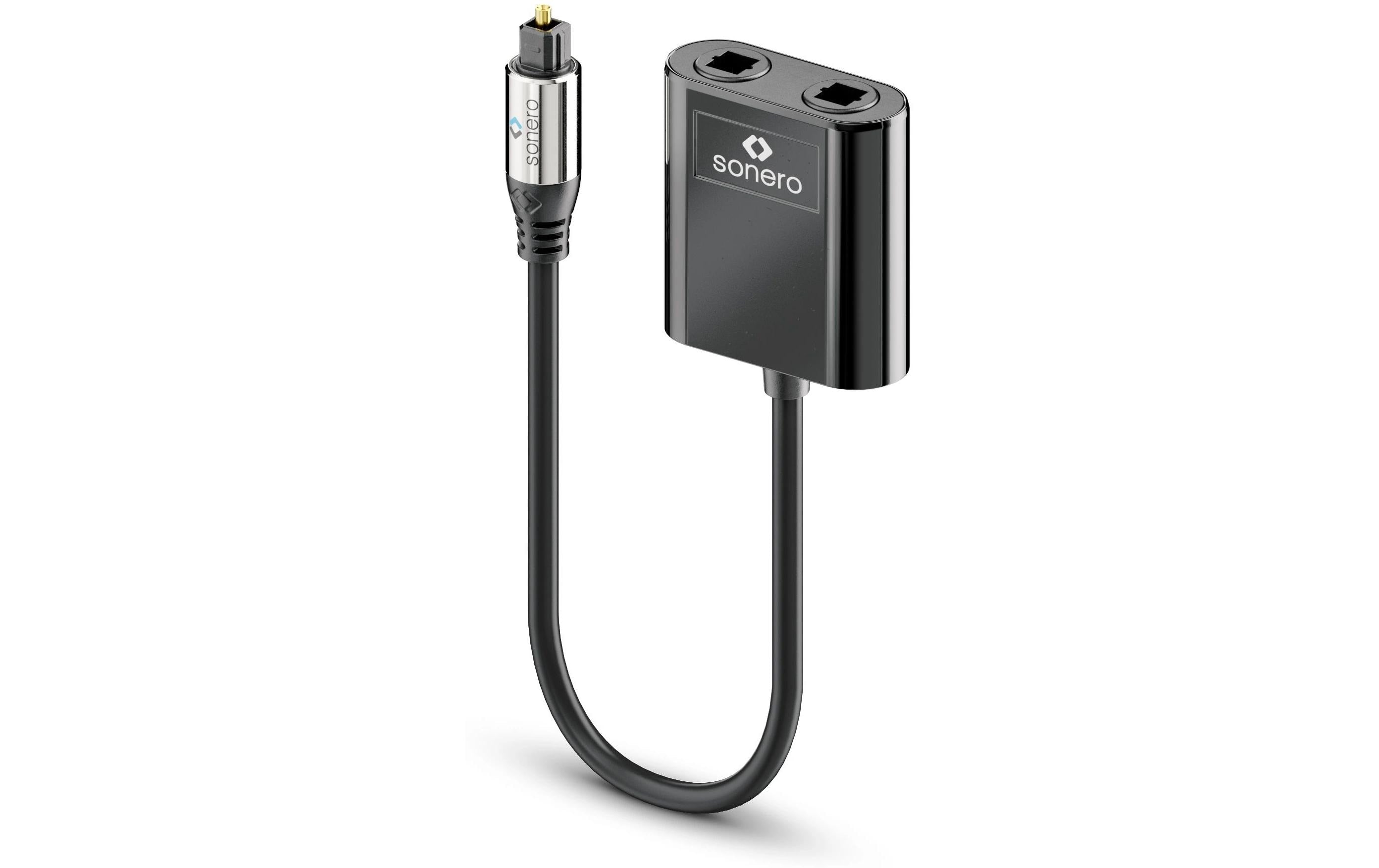 Sonero Optischer Toslink Splitter 1x Stecker auf 2x Buchse, 0.15m Kabellänge