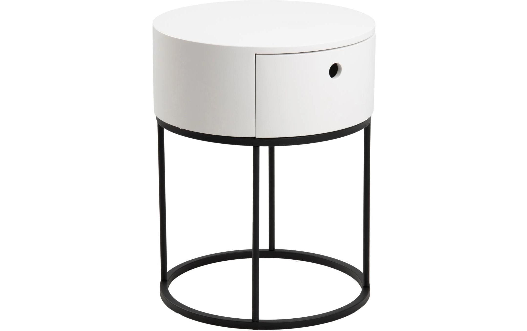 AC Design Nachttisch Polo Stahl/MDF, Ø40 x 51cm, Weiss