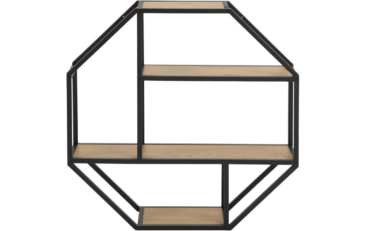 AC Design Wandregal Seaford Melamin/Stahl, 77x20x77 cm, Wildeiche