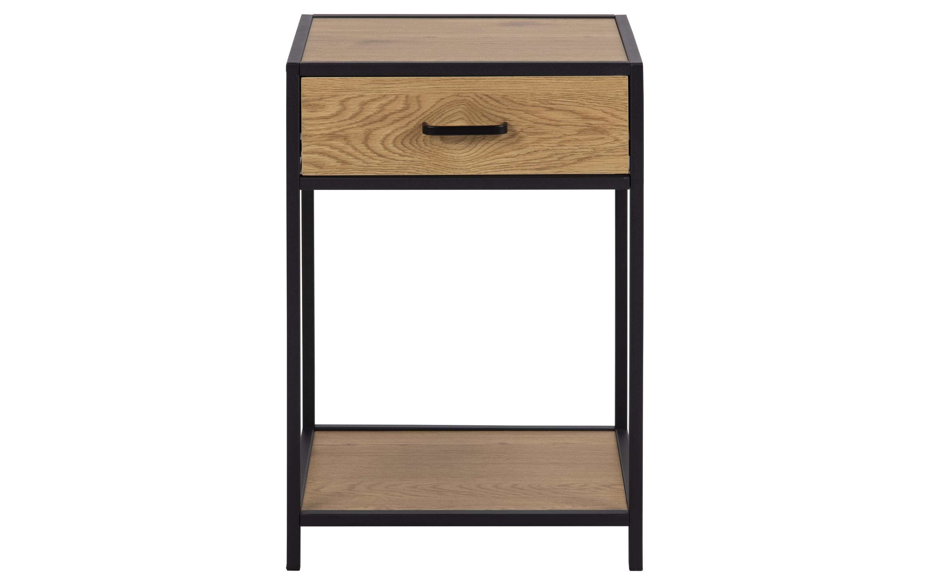 AC Design Nachttisch Seaford Stahl/MDF, 42x35x63 cm, Wildeiche