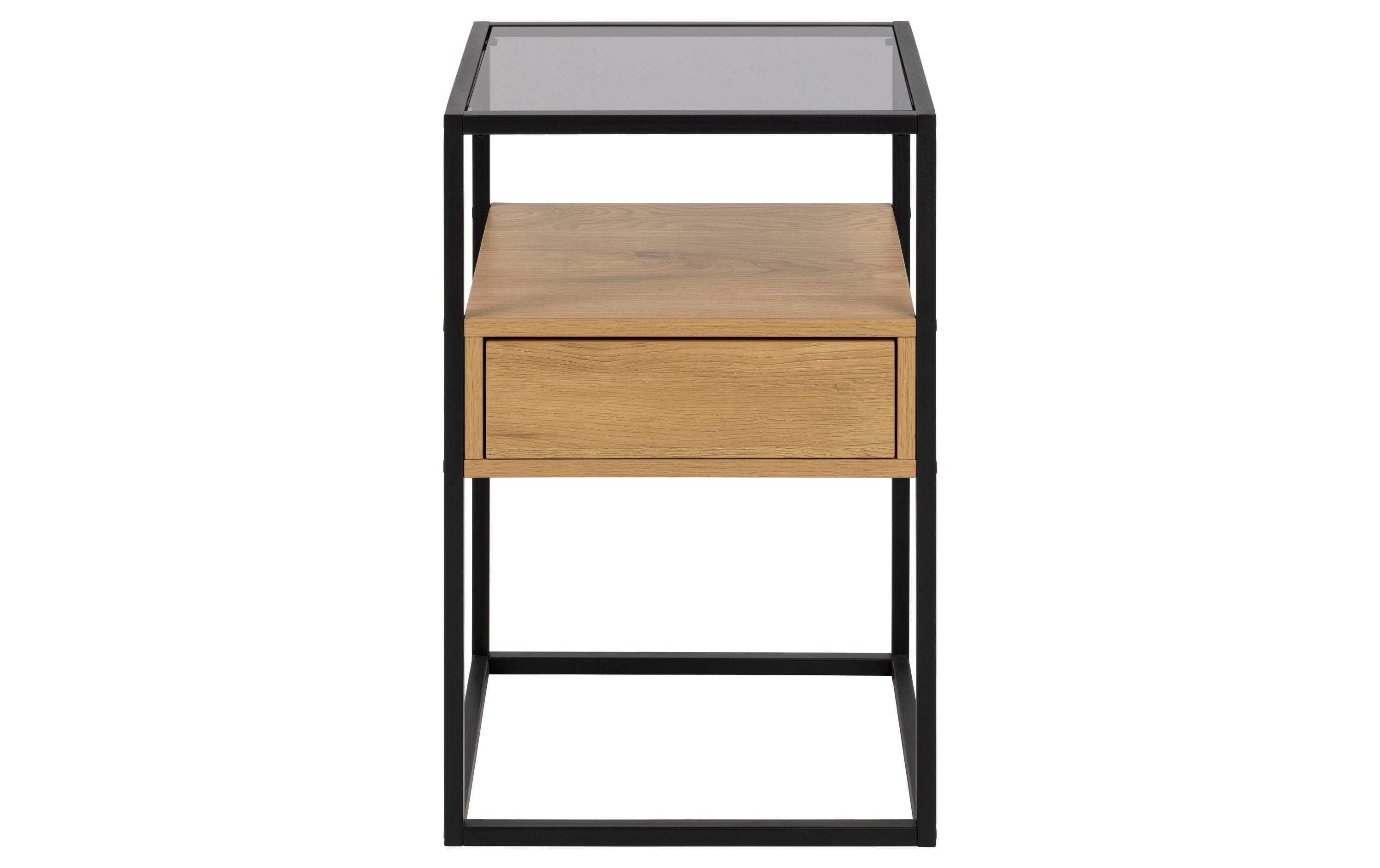AC Design Nachttisch Randolf Glas/Stahl/MDF, 40x35x60cm, Eiche