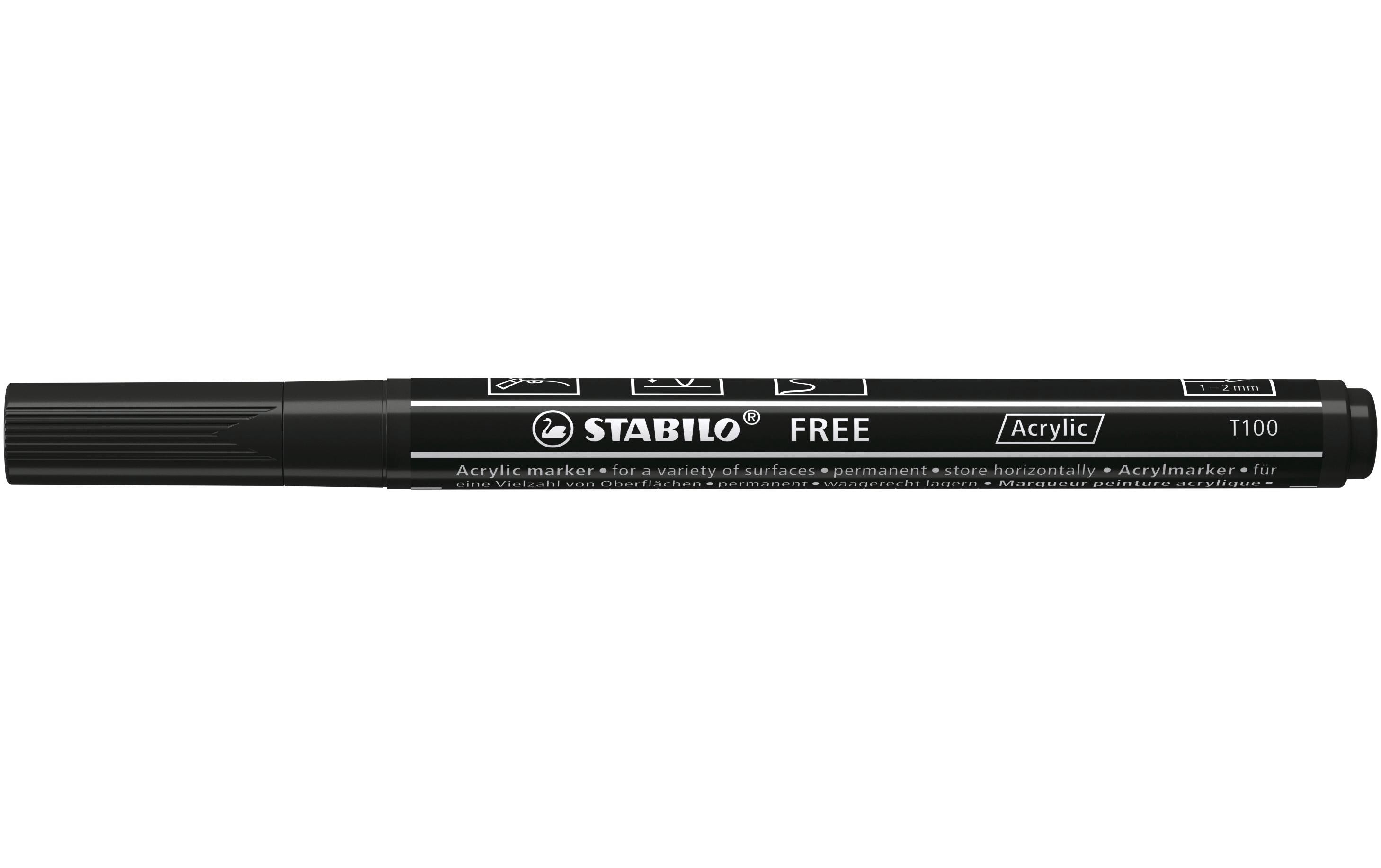 STABILO FREE Acrylic T100 schwarz FREE ACRYLIC T100 EINZELSTIFT