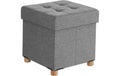 Songmics Hocker mit Stauraum, Hellgrau 38 x 38 x 40 cm, Traglast 300kg,Leinenstoff