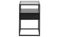 AC Design Nachttisch Randolf Glas/Stahl/MDF, 40x35x60cm, Schwarz