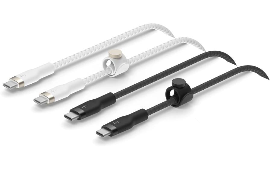 Belkin USB-C/USB-C 2.0, Doppelpack, 1m Weiss, Schwarz/ geflochtenes PVC
