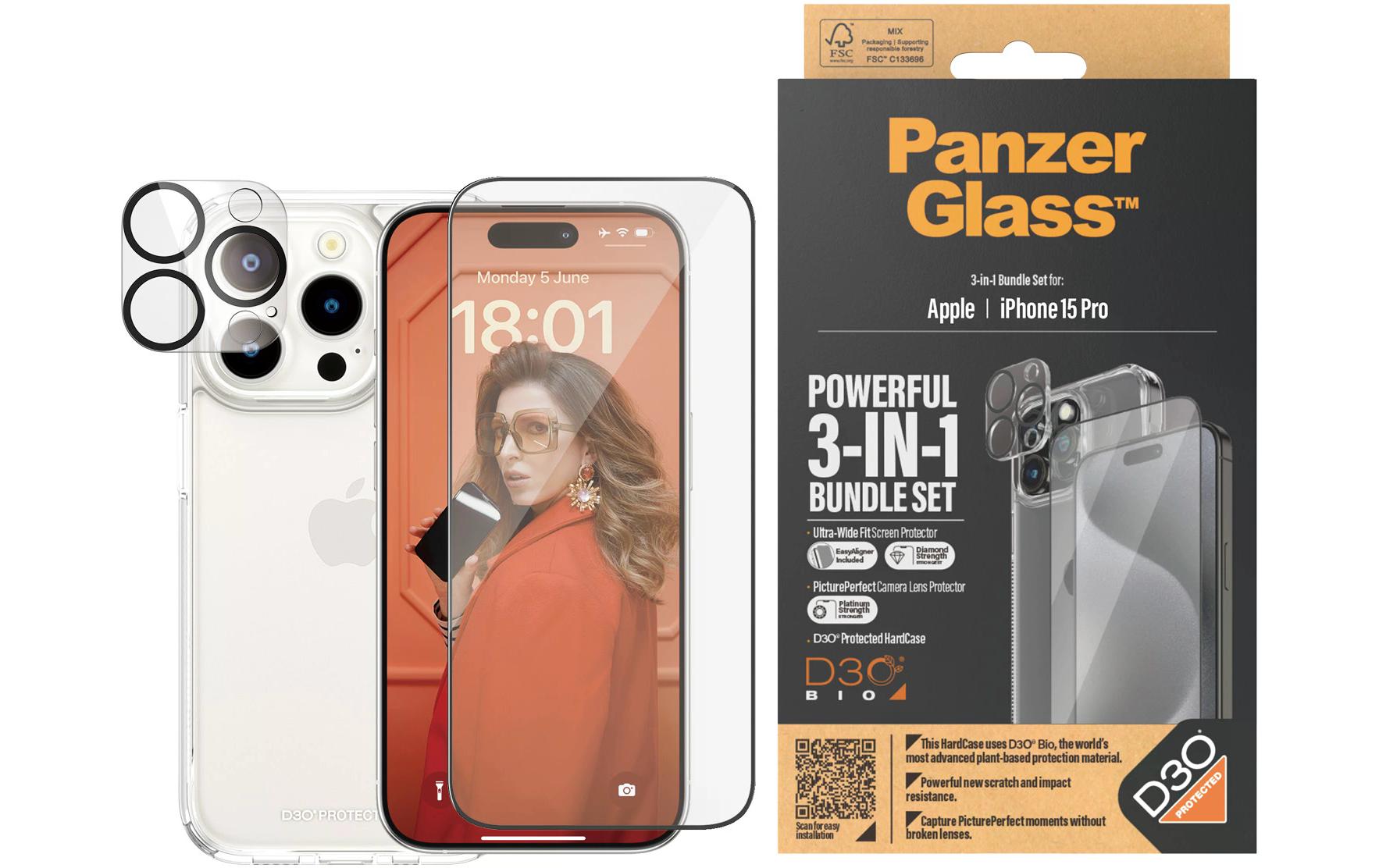 CARE 3-in-1 - Glas (S), Case, Hoops iPhone 15 Pro