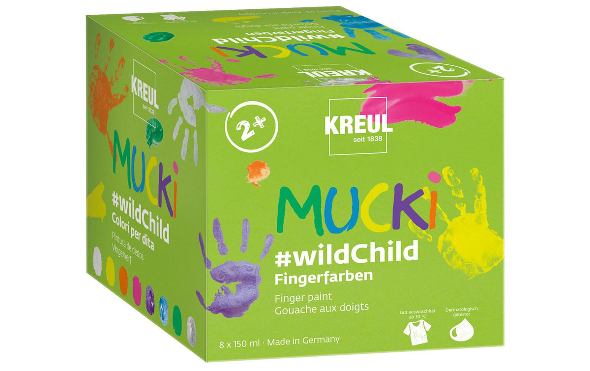 Kreul Mucki Fingerfarbe Set Wild 150 ml, 8 Stück