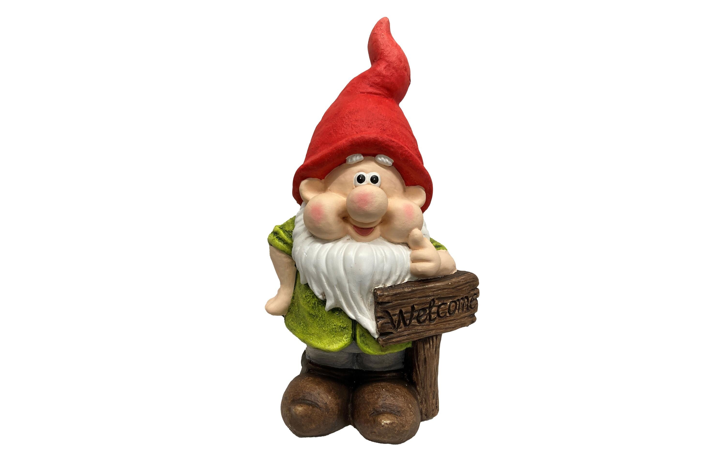 Dameco Dekofigur Gartenzwerg mit Schild Magnesium, 40.5x23x18 cm (HxBxT)