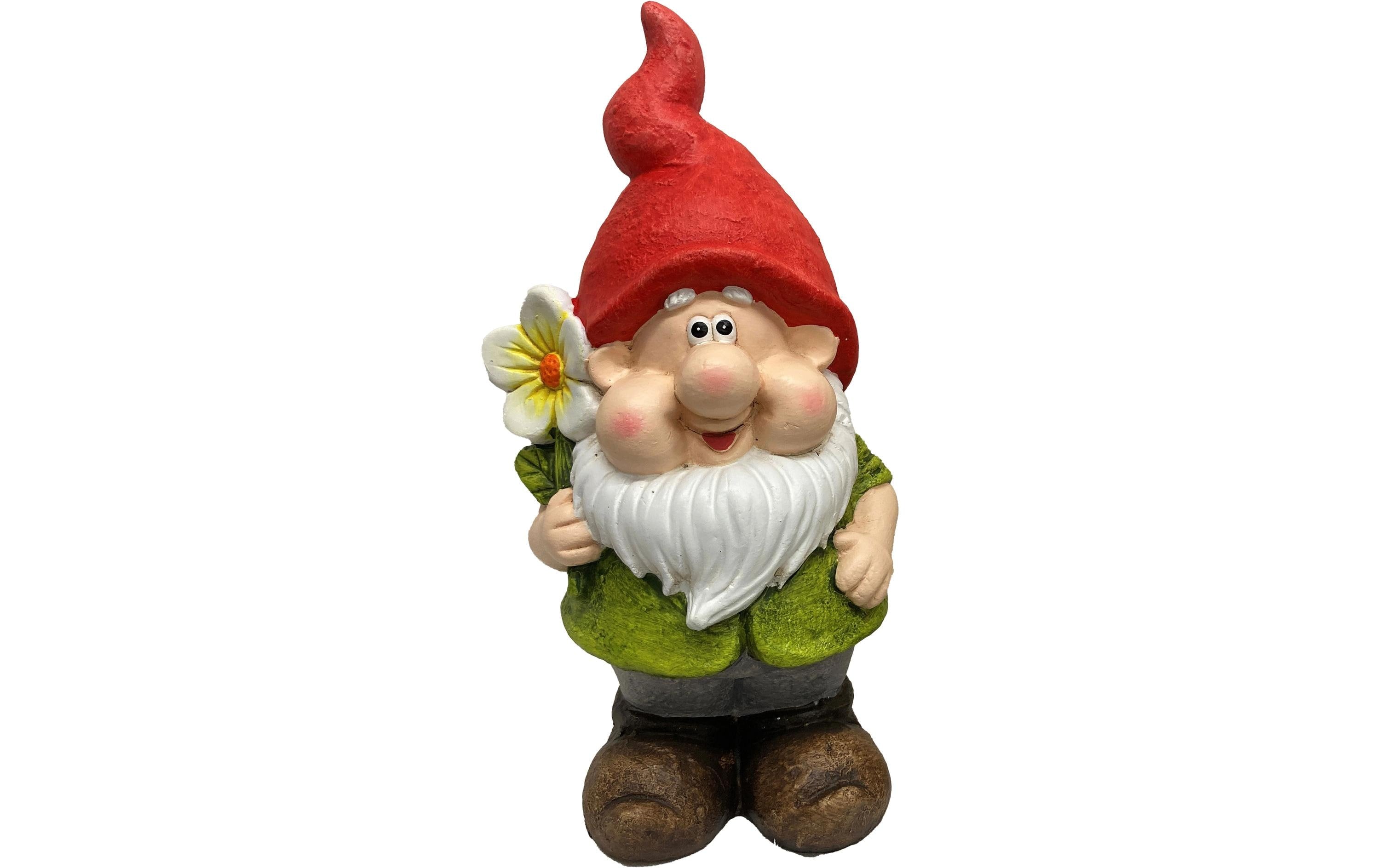 Dameco Dekofigur Gartenzwerg mit Blume Terracotta, 28x15x12 cm (HxBxT)