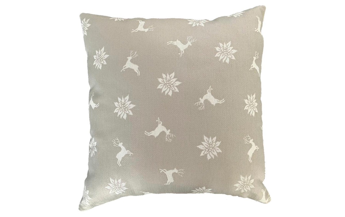 Hubatka Kissenhülle Hirsch Edelweiss Beige,43x43cm, 80%PES,20%CO,waschb 30°C