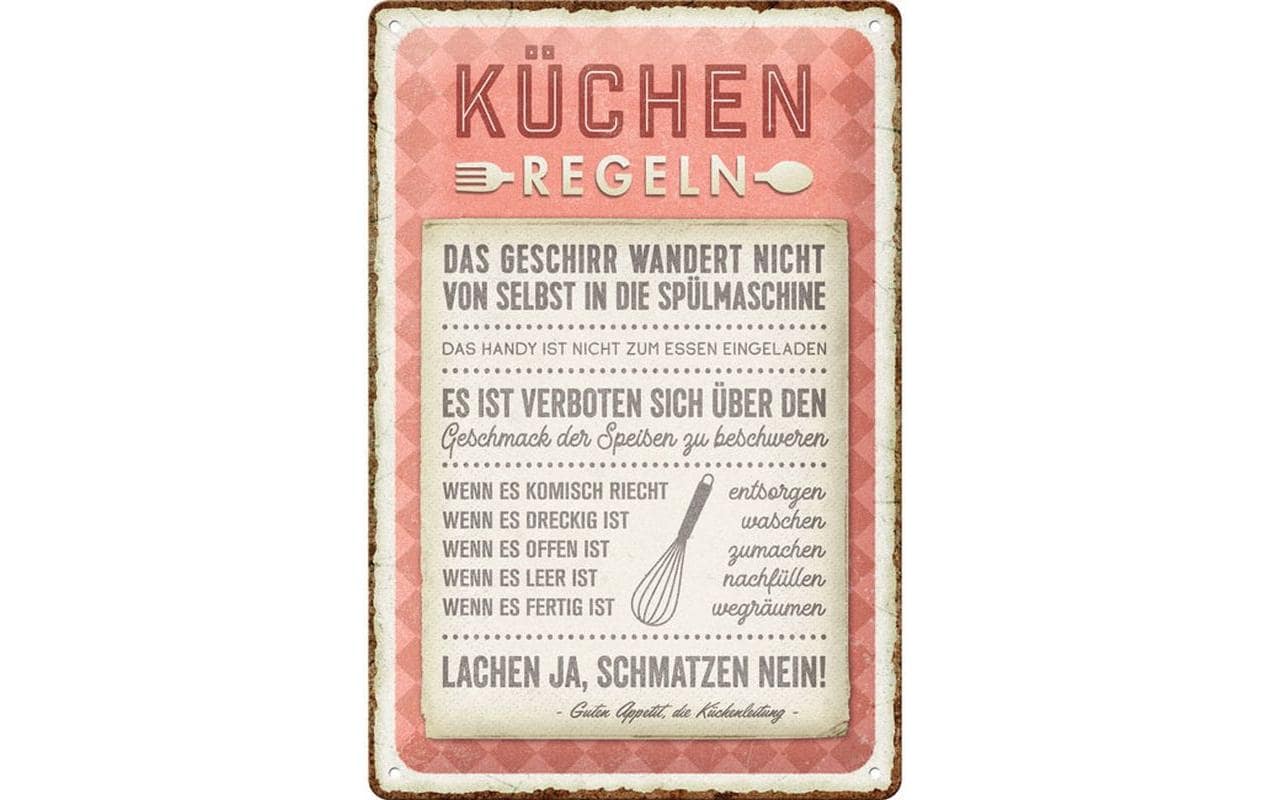 Nostalgic Art Schild Küchen-Regeln Metall, 20x30 cm