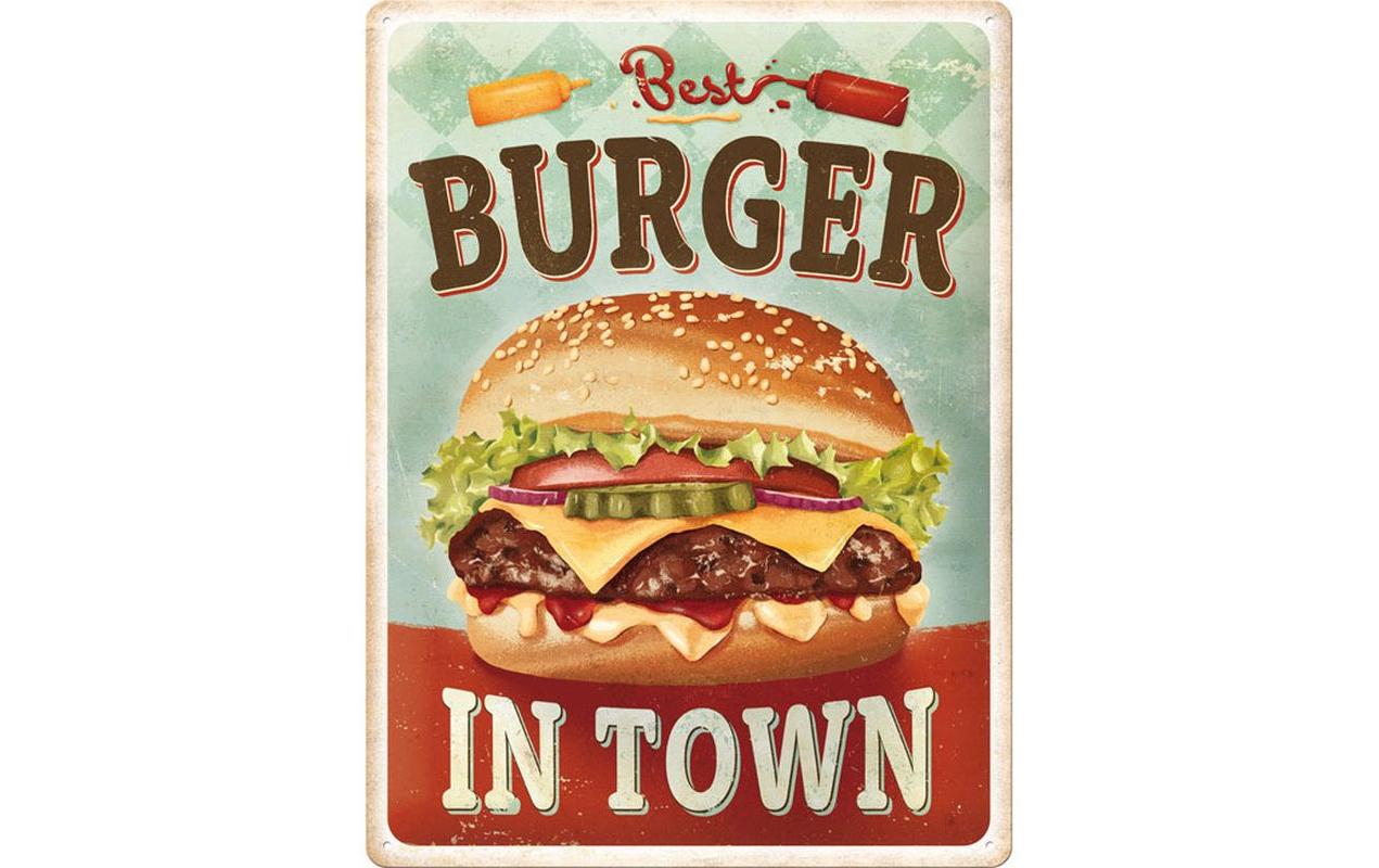 Nostalgic Art Schild Best Burger in Town Metall, 30x40 cm