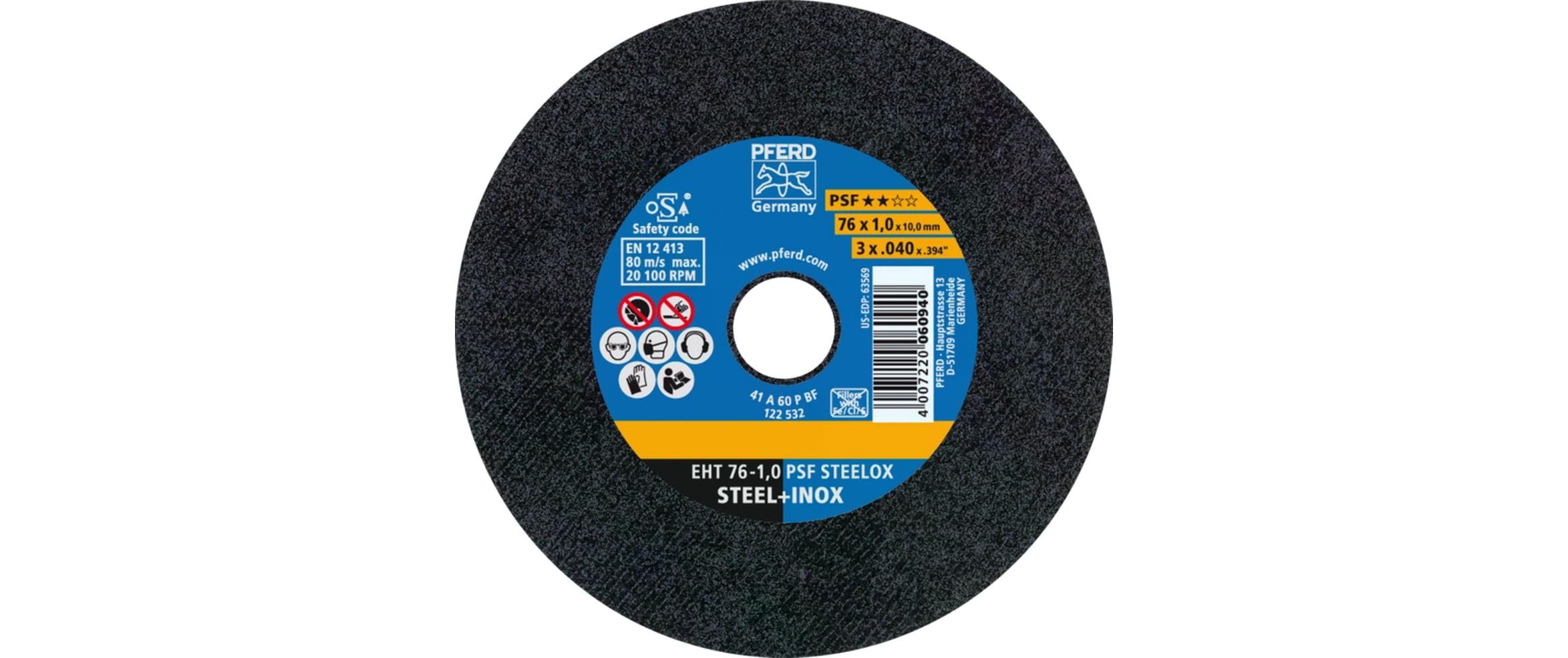 PFERD Klein-Trennscheibe EHT 76x1.0x10mm gerade Leistungslinie, Stahl
