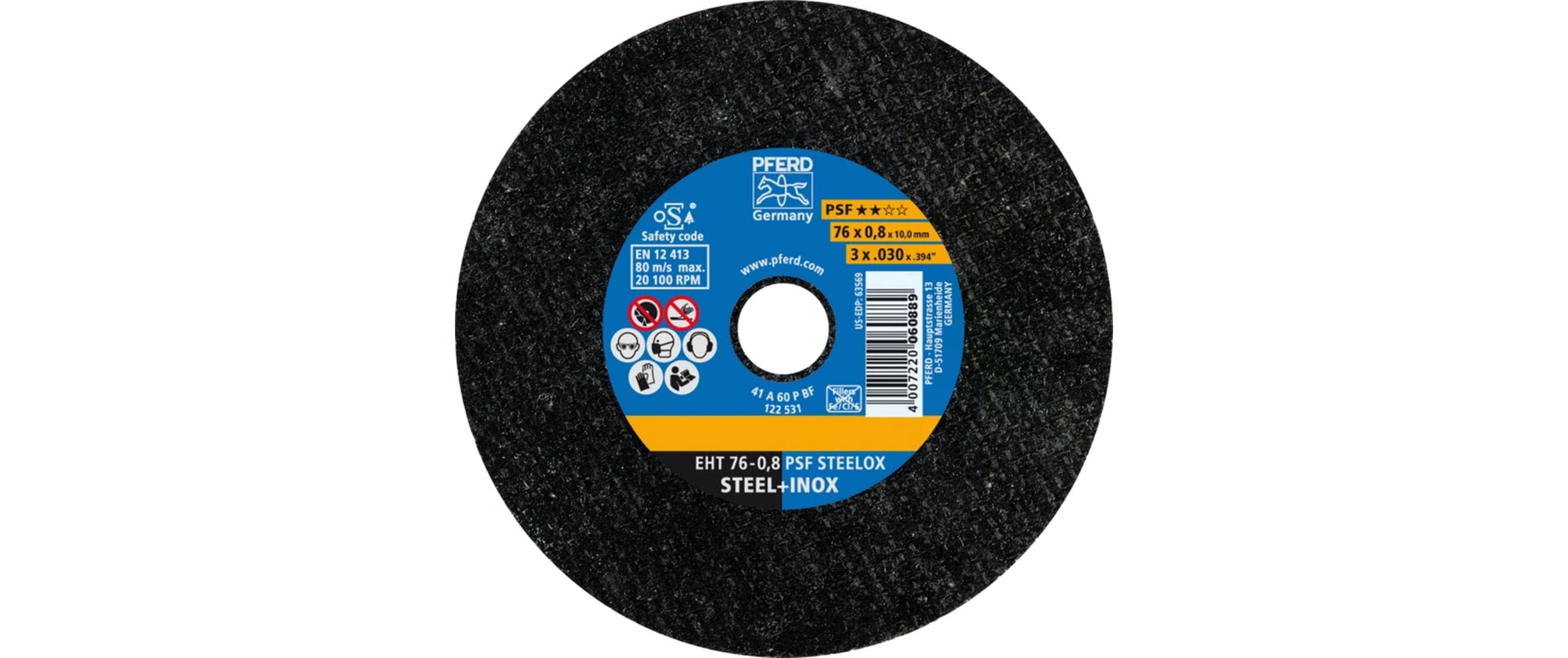 PFERD Trennscheibe EHT 76x0.8x10mm gerade, Universallinie, Stahl