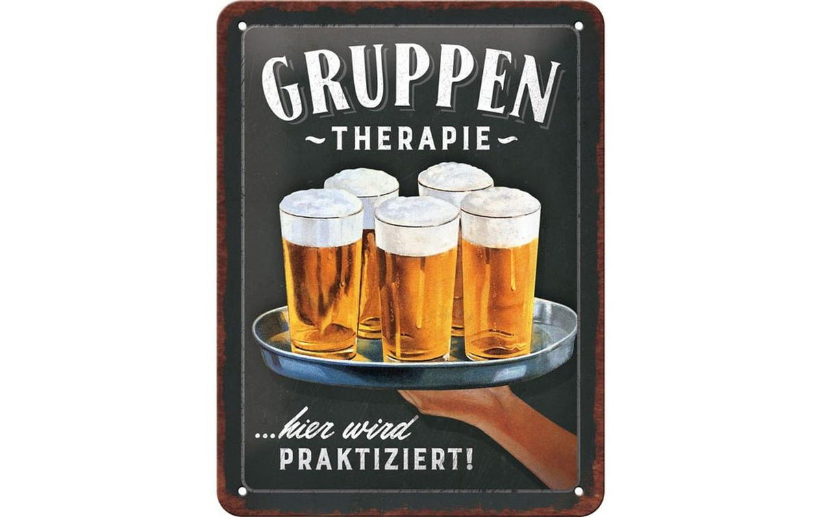 Nostalgic Art Schild Gruppentherapie Bier Metall, 15x20 cm