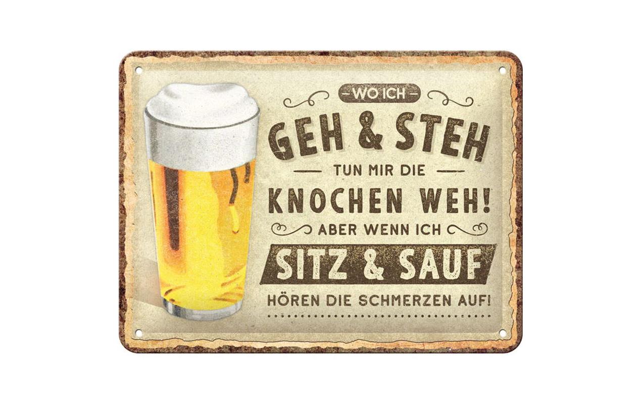 Nostalgic Art Schild Woich geh und stehBier Metall, 15x20 cm