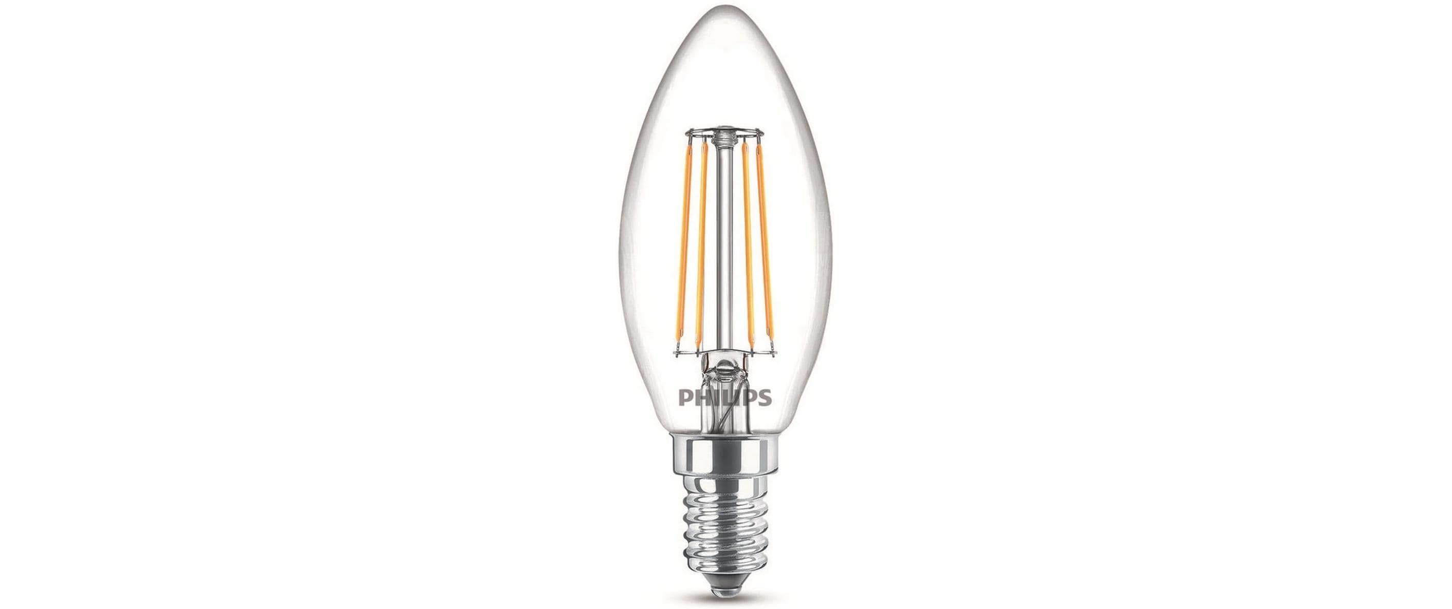 Philips LED Lampe 4.3W (40W) E14, B35, 470lm, 2700K, klar