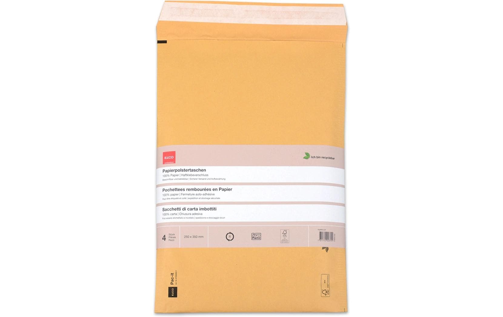 Papierpolstertasche, Zero Plastic 250 x 350mm, 4 Stück