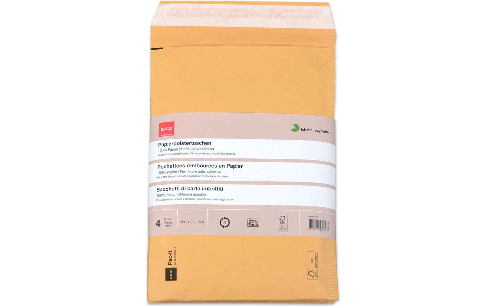 Papierpolstertasche, Zero Plastic 200 x 275mm, 4 Stück