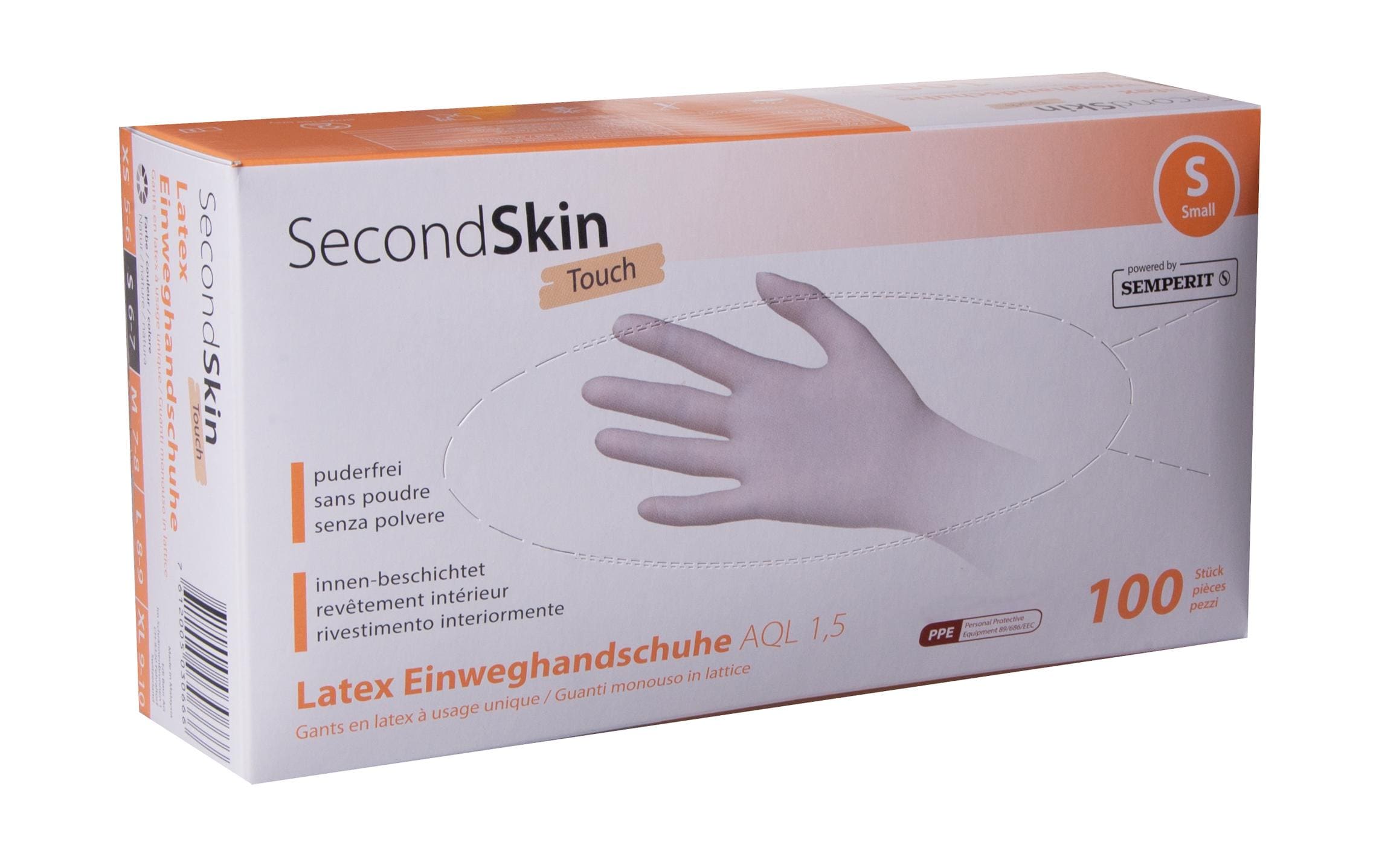 SecondSkin Latexpuderfrei Einweghandschuh S 1 VP à  100 Stück