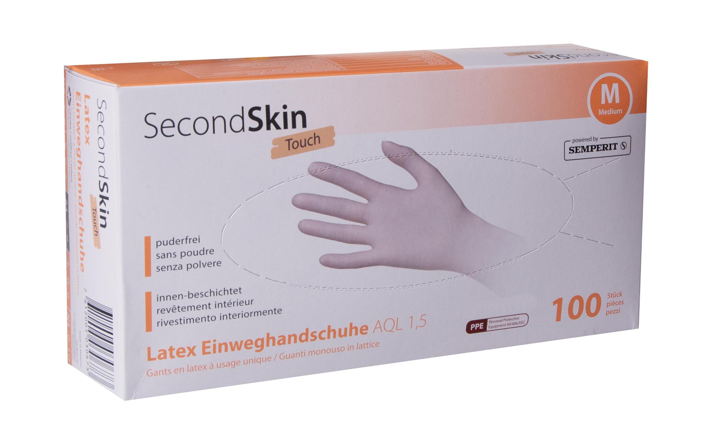 SecondSkin Latexpuderfrei Einweghandschuh M 1 VP à  100 Stück