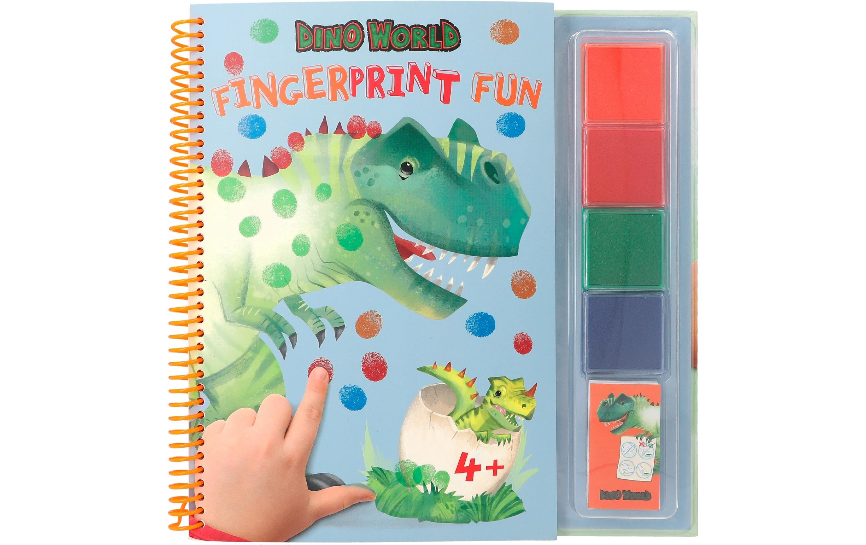 Depesche Fingermalfarbe Dino World 25 Seiten, 4 Stempelfarben