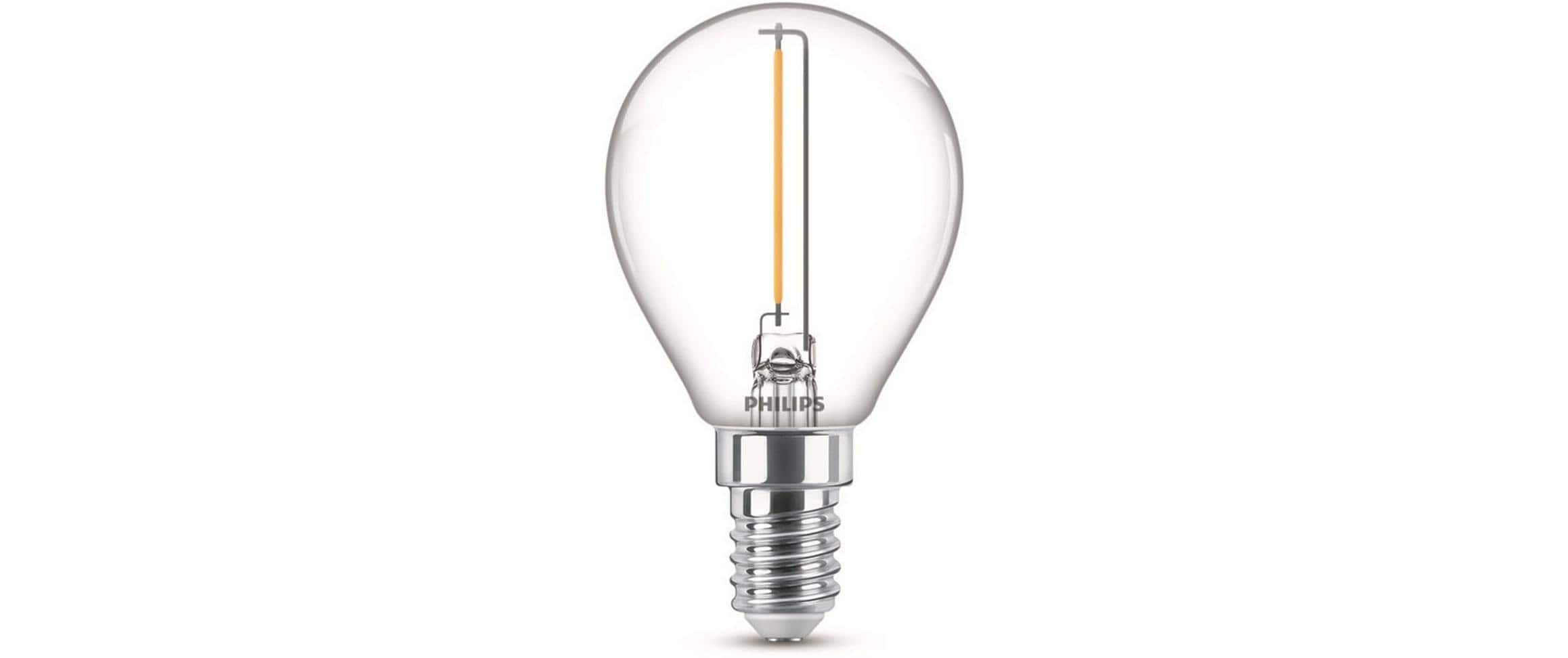 Philips LED Lampe 1.4W (15W) E14, P45, 470lm, 2700K, klar