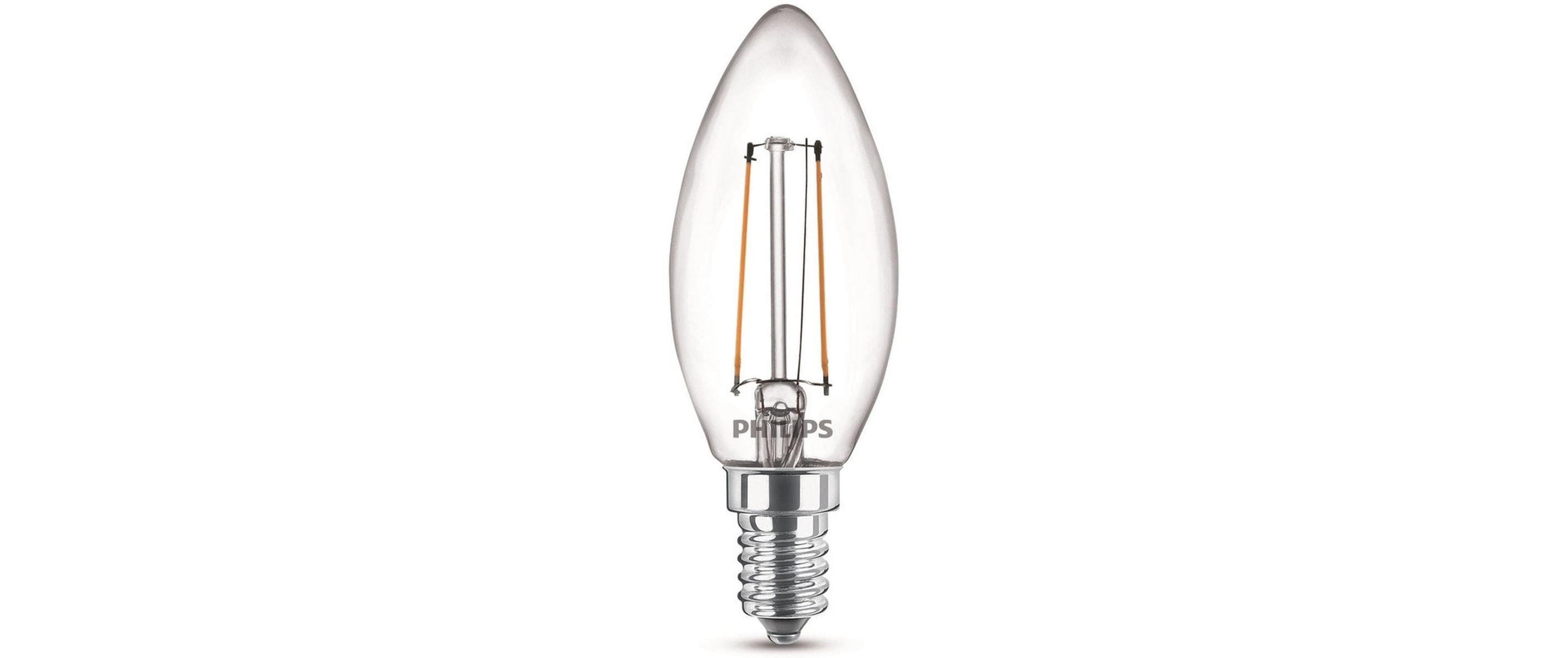 Philips LED Lampe 2W (25W) E14, B35, 250lm, 2700K, klar, 2er